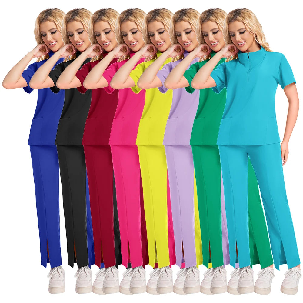 Surgical Uniforms Woman Scrub Set Medical Nurse Beauty Salon Workwear Clinical Scrubs Top Pants Spa Doctor Nursing Clinical Suit
