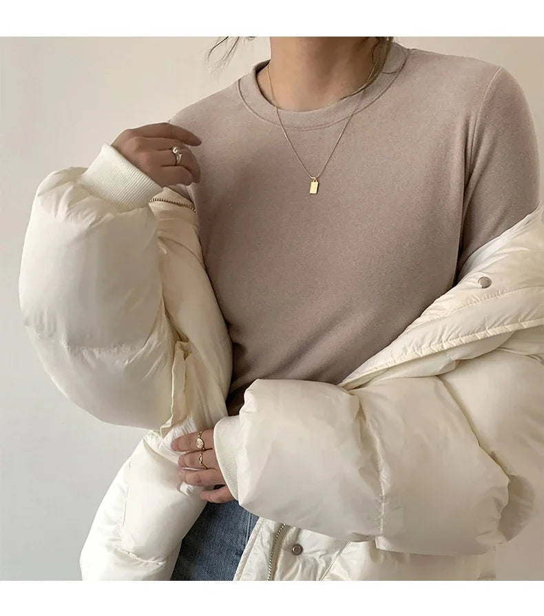 Winter Women Sweater T Shirt Women  Oversize T-Shirt Woman Clothes Female Tee Tops Pullover Long Sleeve Tube Knitted Tshirt Top