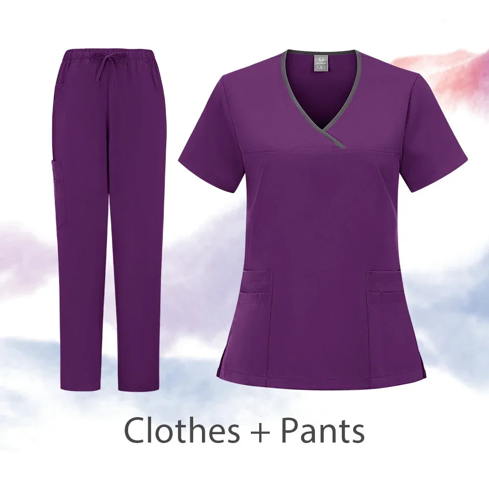 Nurse Scrubs New Fashion Medical Scrub Soft Breathable Jogger Pants Set Surgical Uniforms Woman Nursing Clinical Doctor Workwear