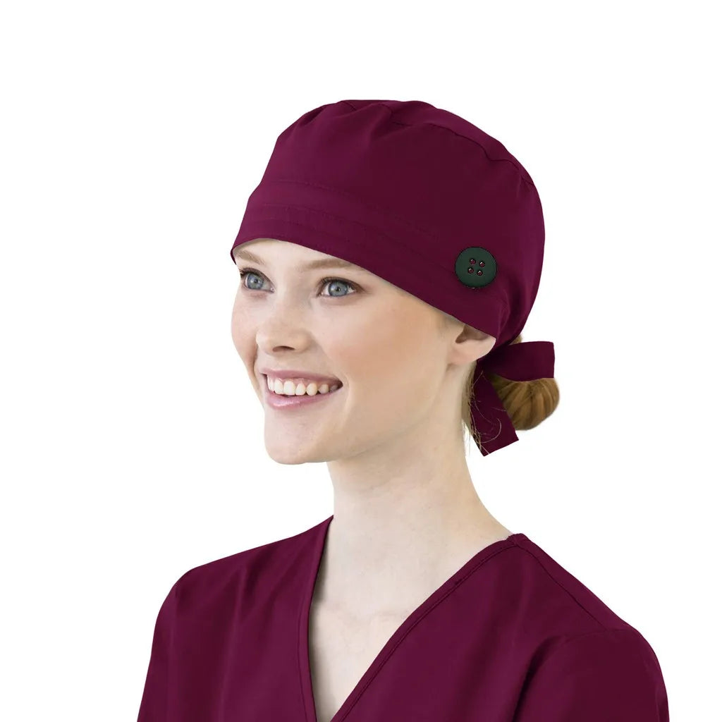 Solid Color Scrubs Caps With Button Pet Grooming Agency Work Scrubs Beauty Work Hats Lab Nursing Scrubs Cap Gorro Enfermera
