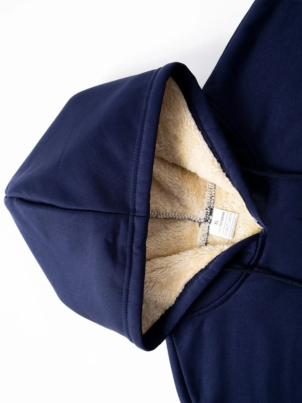 Winter Men's Fleece Hoodies Solid Color Casual Warm Long Sleeve Pullover New Crew Neck Hooded Sweatshirt Streetwear Men Clothing