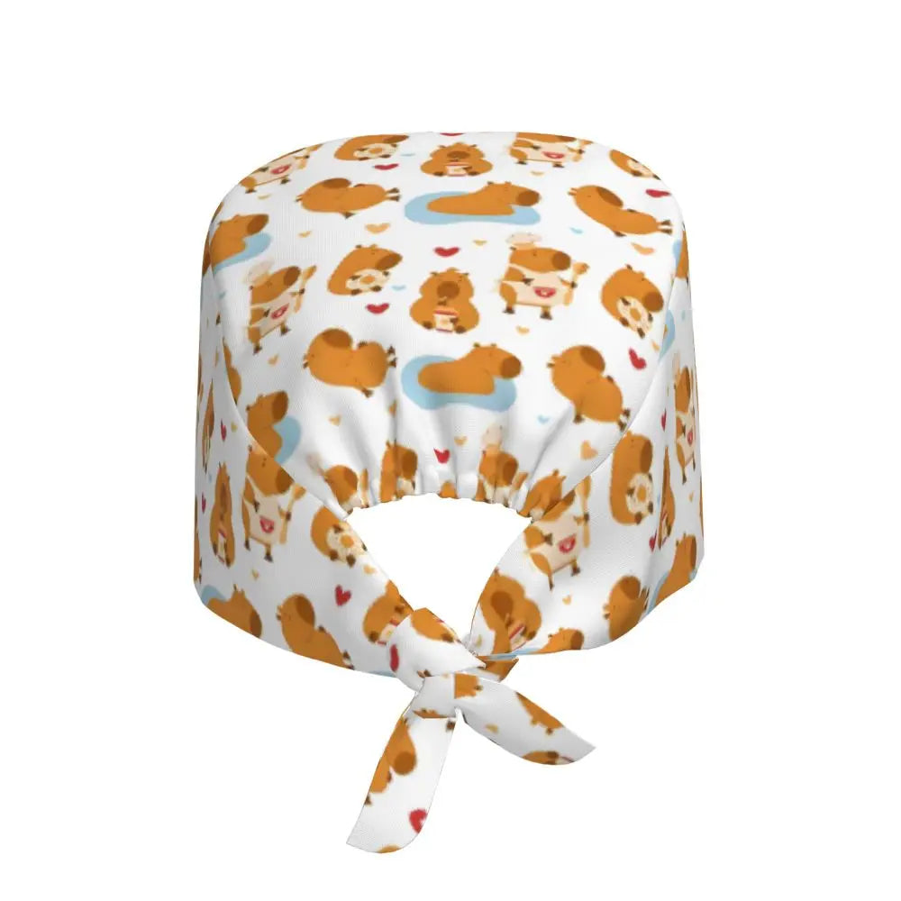 Custom Cartoon Capybara Medical Staff Scrubs Hat Women Men Comic Doctor Nursing Surgical Cap Scrub Caps