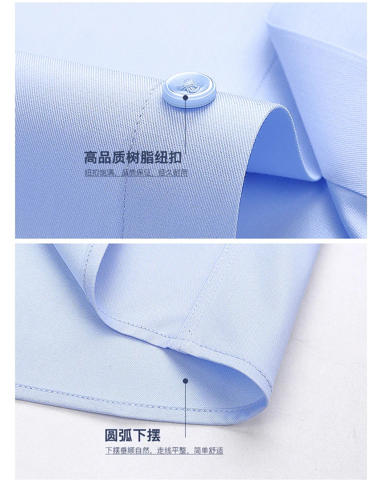 Spring and Autumn New Men's Long-sleeved, Iron-free, Three-proof, Pocket-free Business Attire, White Shirt, Men's Formal Wear