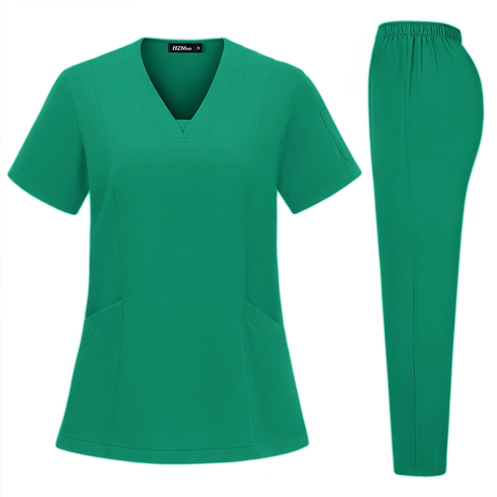 High Quality Hospital Scrubs Uniform Set Nurse Polyester Spandex Stretch Women Scrub Sets Uniforms Nursing Men Medical Scrubs