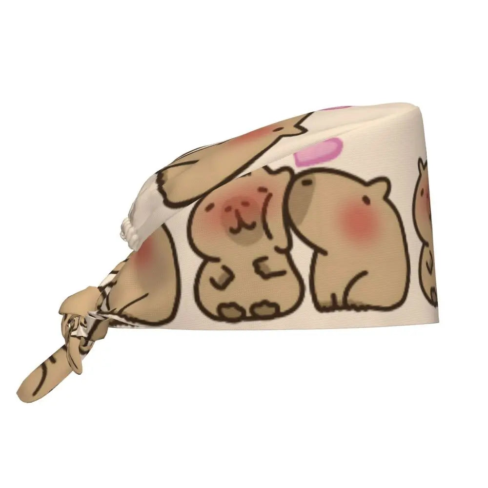 Custom Cartoon Capybara Medical Staff Scrubs Hat Women Men Comic Doctor Nursing Surgical Cap Scrub Caps