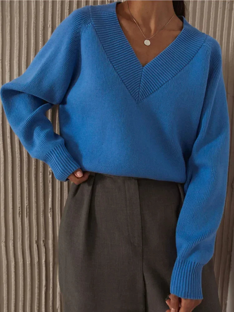 Fashion Sweater Woman Winter 2025 Vintage Oversize Sweaters Female Knitted Top V-neck Jumper Long Sleeve Autumn Women's Pulovers