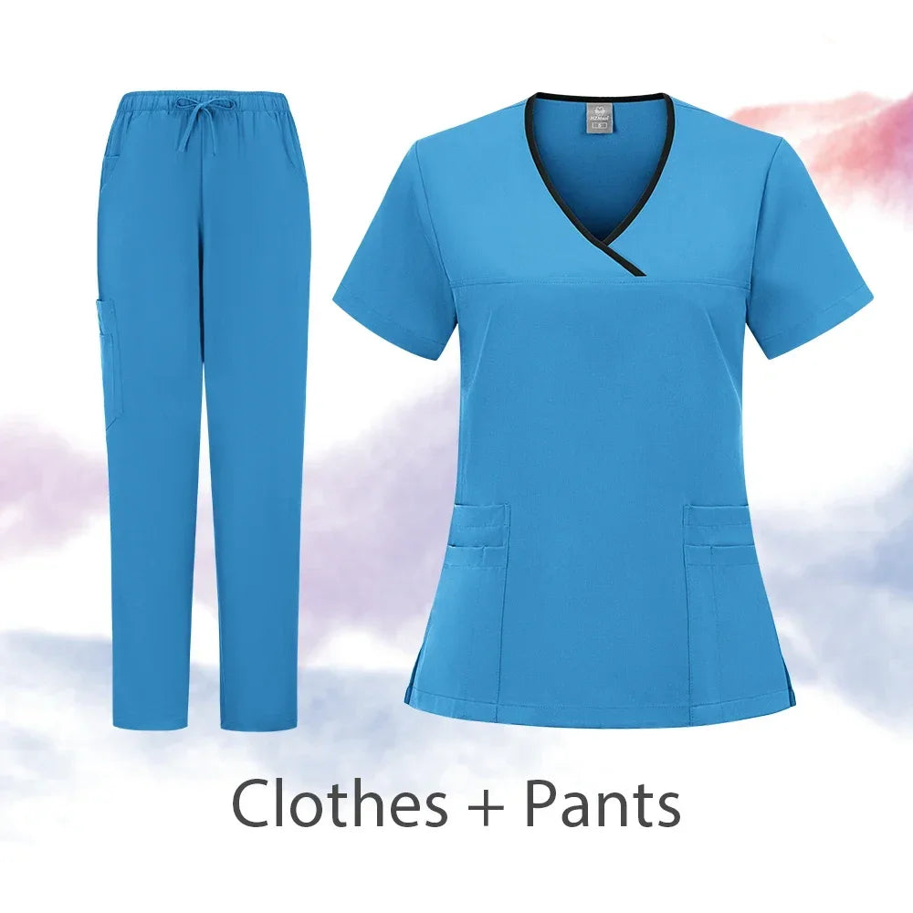 Nurse Scrubs New Fashion Medical Scrub Soft Breathable Jogger Pants Set Surgical Uniforms Woman Nursing Clinical Doctor Workwear