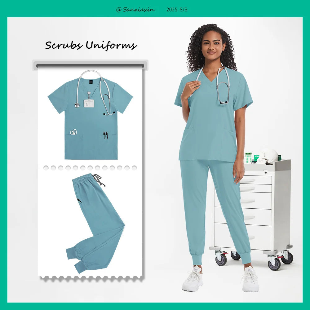 Hospital Scrubs Sets Doctor Nursing Uniform Suit for Male Female Dental Clinic Supplies Nurse Uniforms Women Medical Accessories