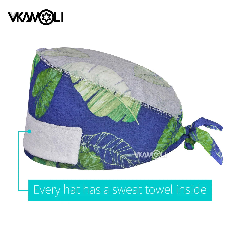 Solid color scrubs caps Pet Grooming Agency Work Scrubs Beauty Work Hats