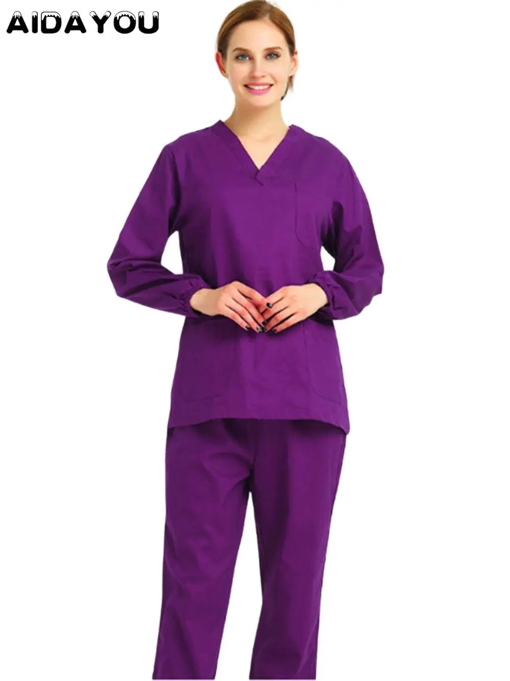 Women Scrubs Set Workwear Medical Uniform Revolution V-Neck Hospital Doctor Nurse Suit Healthcare With Pockets ouc2554