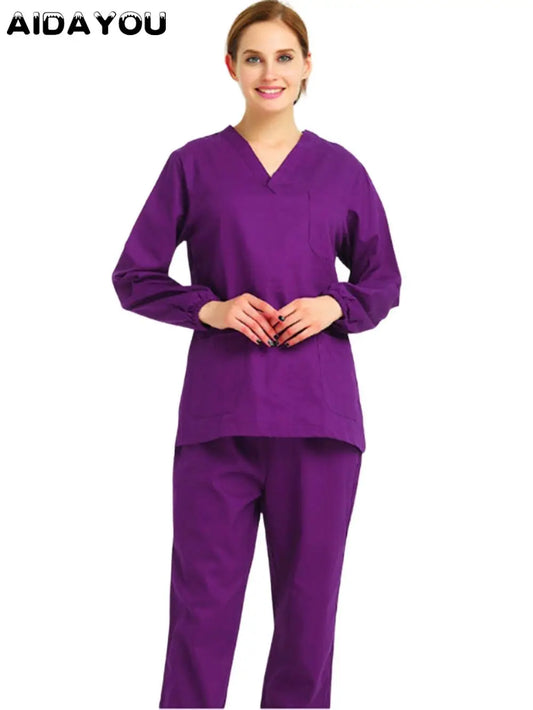 Women Scrubs Set Workwear Medical Uniform Revolution V-Neck Hospital Doctor Nurse Suit Healthcare With Pockets ouc2554