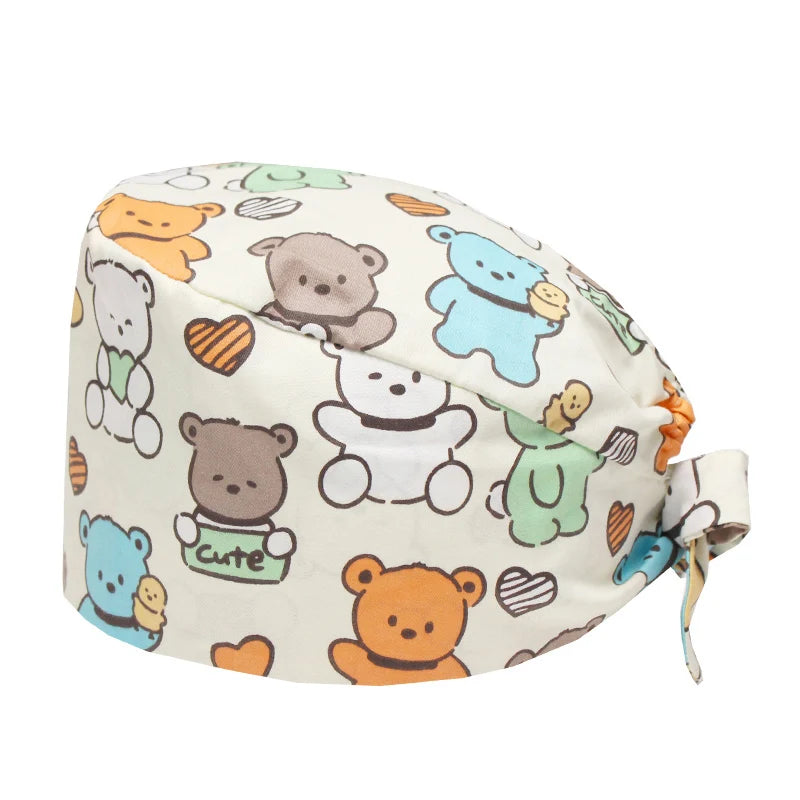 LONG HAIR Scrub Caps Surgical Medical Hats Cotton Nursing Caps Breathable Bouffant Healthcare Chef Pediatric Veterinary Hats M81