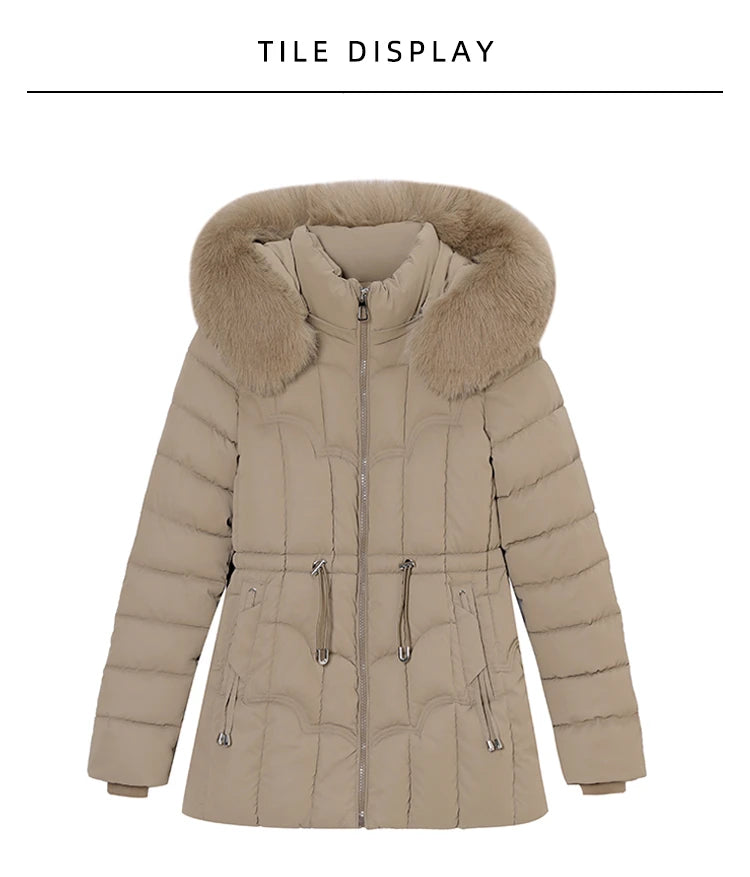 Winter  New Down Jacket Women Parkas Fashion High-Quality Warm Cotton Padded Coat Ladies Short Overcoat Hooded Overwear Tops