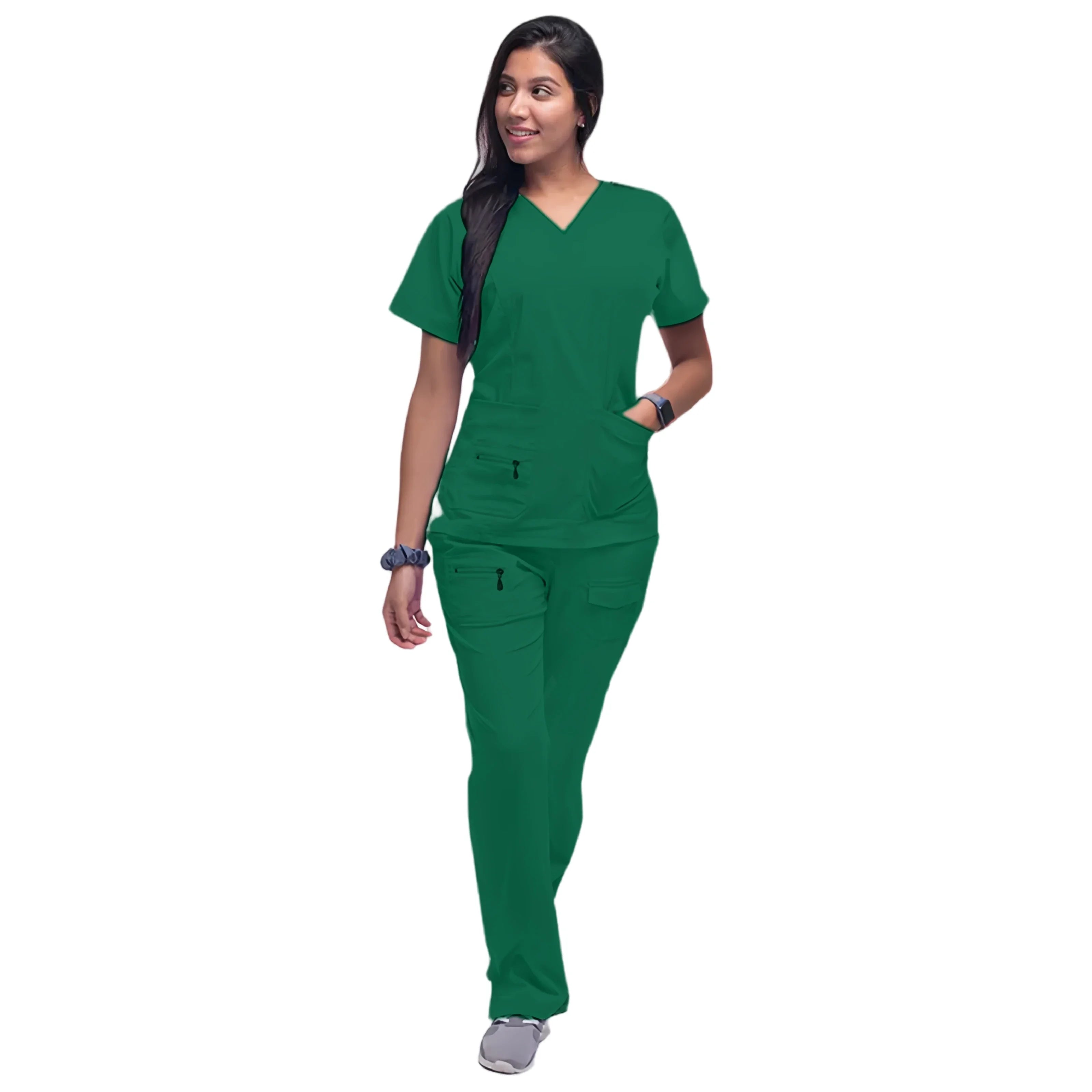Latest Scrubs Uniforms Sets Nurse Surgical Uniforms Doctor Blouse Woman Hospital Scrubs Set with Pocket Dentist Clinical Tshirt