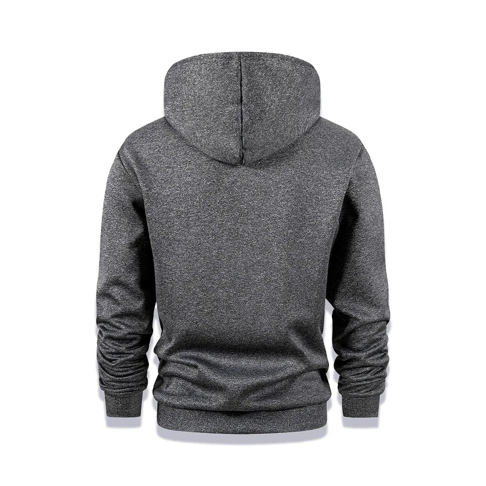 Winter Men's Fleece Hoodies Solid Color Casual Warm Long Sleeve Pullover New Crew Neck Hooded Sweatshirt Streetwear Men Clothing
