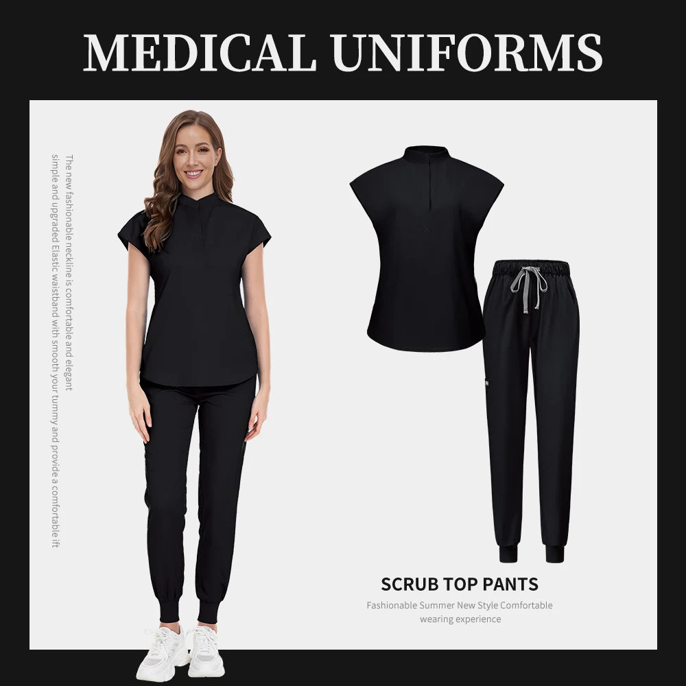 Fashion Scrub Uniforms Sets Beauty Salon Uniform Pet Dental Clinic Doctor Nurse Suits Nursing Scrubs Top Hospital Uniforms Women