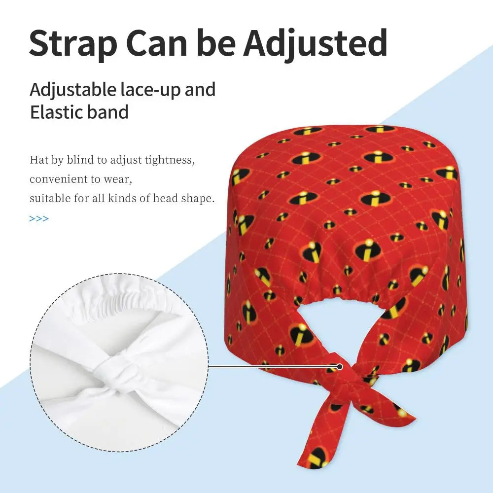 Custom The Incredibles Medical Staff Scrubs Hat Men Women Superhero Anime Doctor Nursing Surgical Cap Scrub Caps