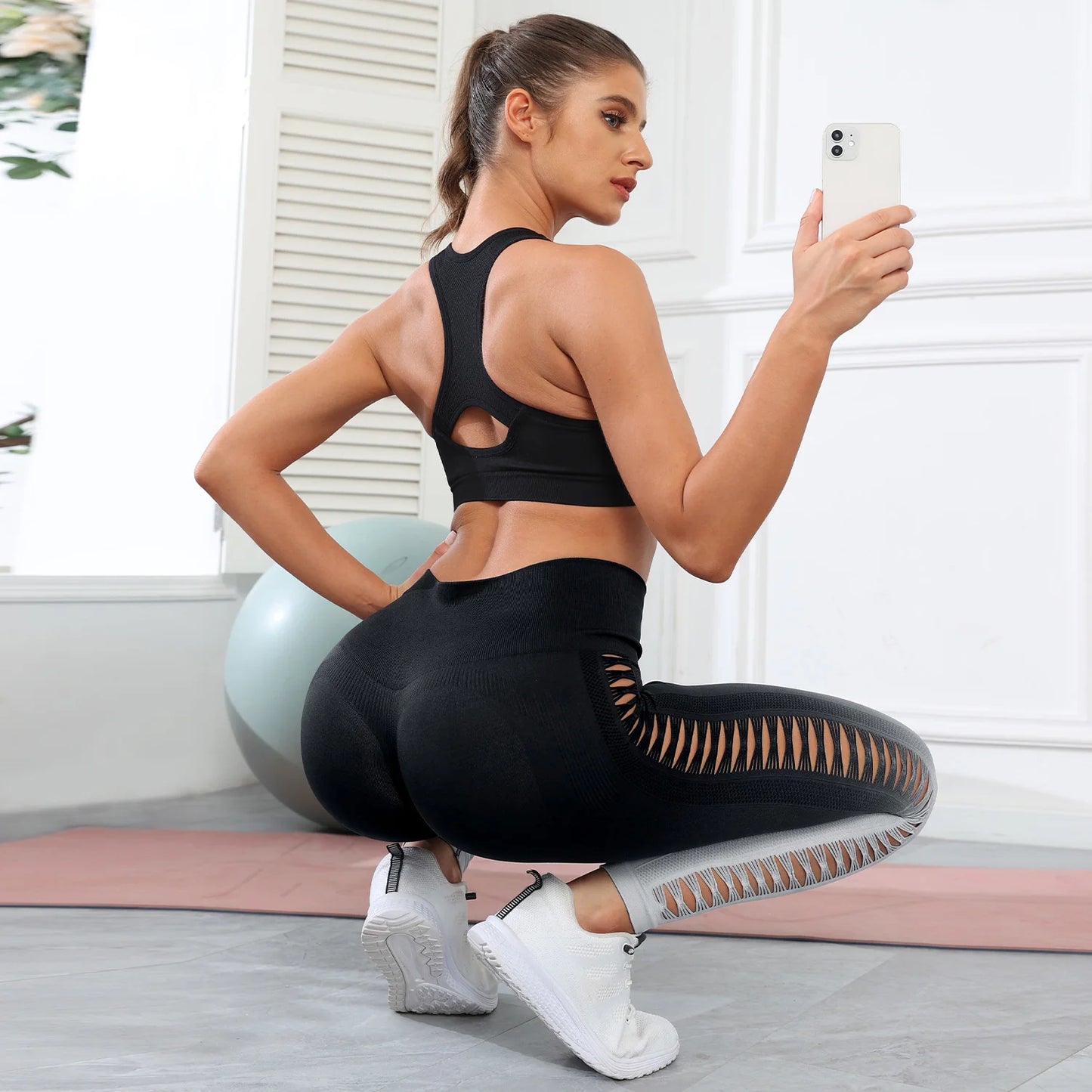 Butt Lifting Sexy Gym Leggings Women High Waist Seamless Tie Dye  Leggings Women Skinny Stretch Outdoors Hollow Out Pants