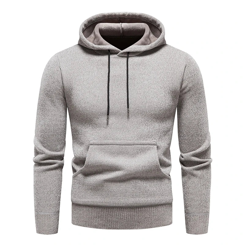New Autumn Winter Hoodies Men Fashion Hooded Sweatshirts Men Casual Knitted Pullovers Hooded Streetwear Solid Sports Sweatshirts