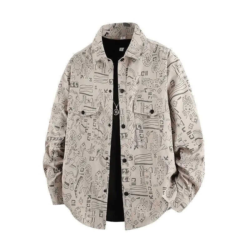Graffiti Shirts Men Spring Autumn Long Sleeve Shirt Plus Size 8XL Fashion Casual Shirts Jackets Male Big Size 8XL