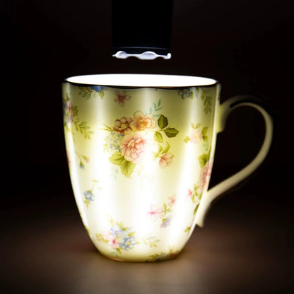 460ML Pumpkin-shaped Ceramic Mug Full cup of flower pattern Coffee Cup Big capacity Breakfast Milk tea cups Gift For Kids Girls