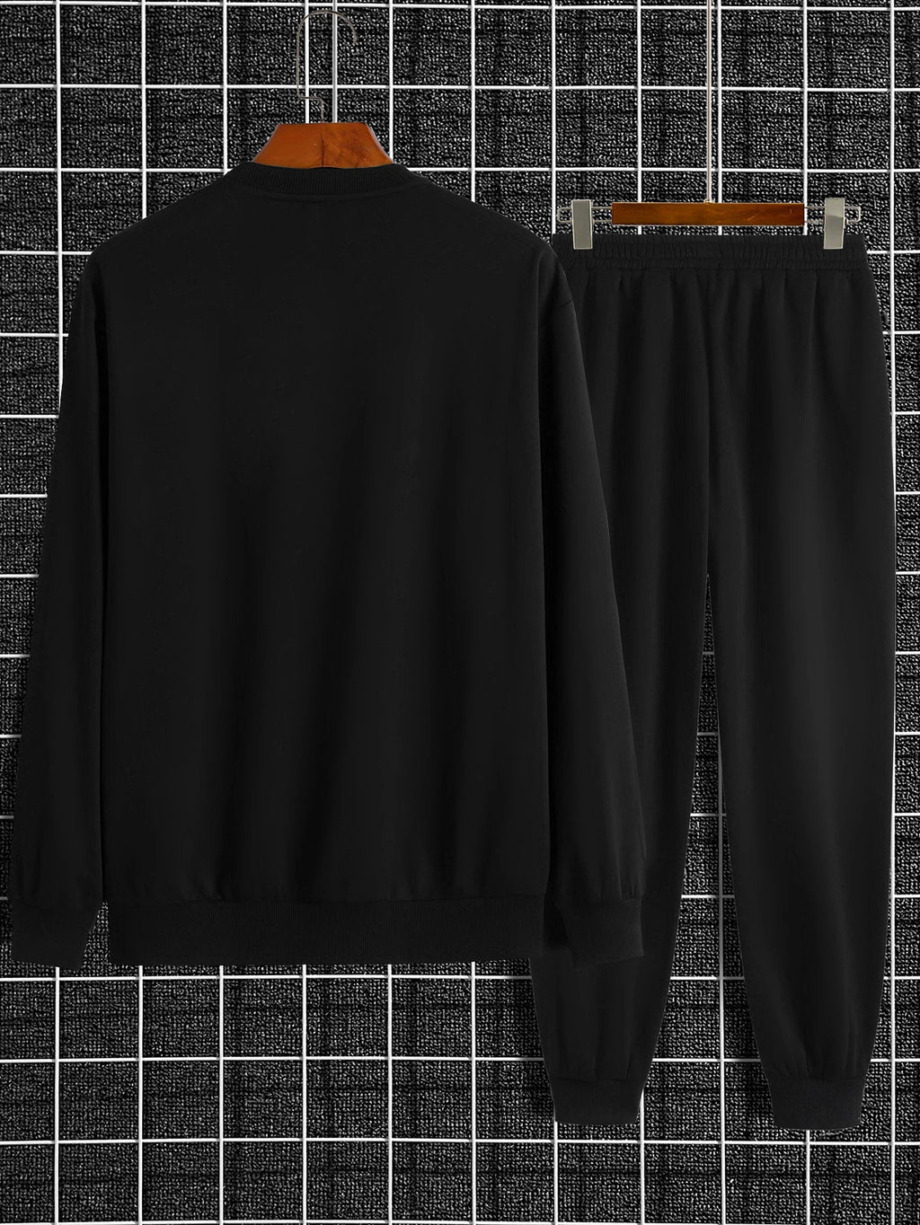 Men's Autumn and Winter Set With Future Print Casual Long Sleeve Pants Two-pieces Suit Comfortable Sportswear Suit Crew Neck
