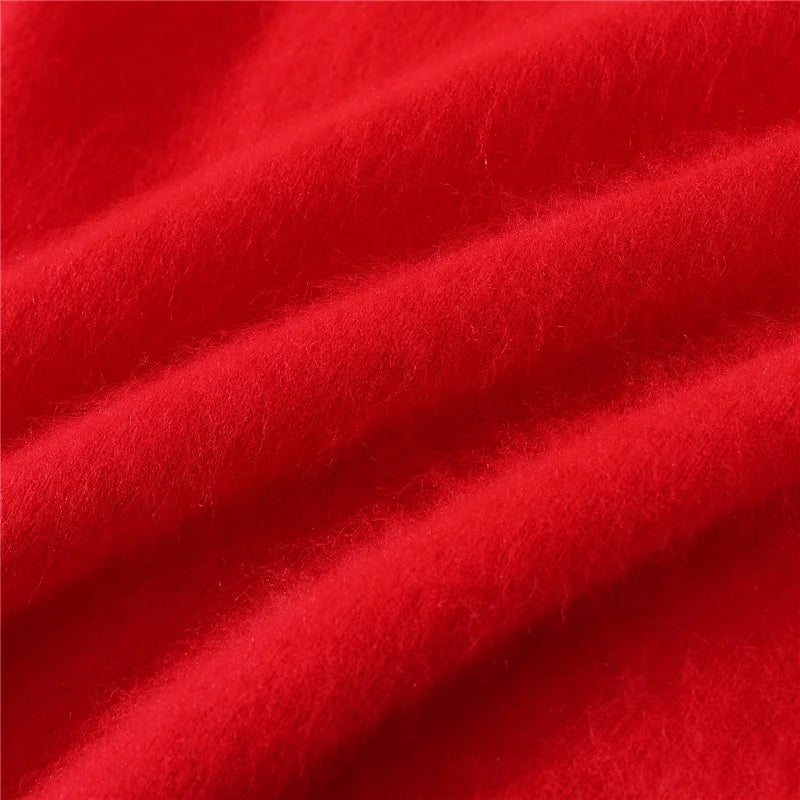 Autumn Winter Sweater Pullover Women's Clothing 100% Mink Cashmere Sweater Pullover O-Neck Basic Long Sleeve Warm Fleece Knitted