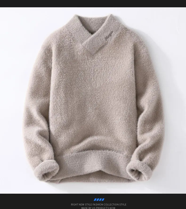 Sweaters men winter style mens warm sweater V-neck men sweaters autumn Men's wool pullovers men full size M-XXXL