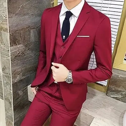 Men's Three-piece Suit Casual Slim Fit Business Attire