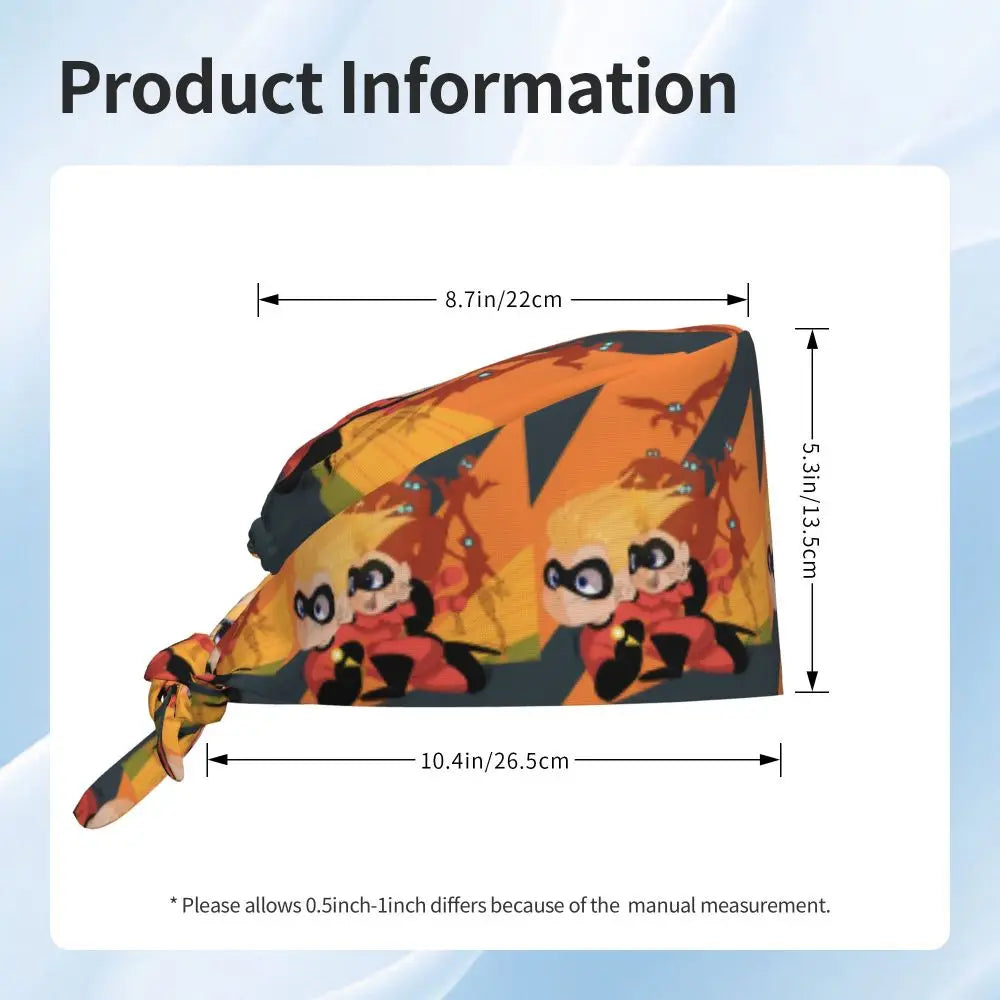 Custom The Incredibles Medical Staff Scrubs Hat Men Women Superhero Anime Doctor Nursing Surgical Cap Scrub Caps