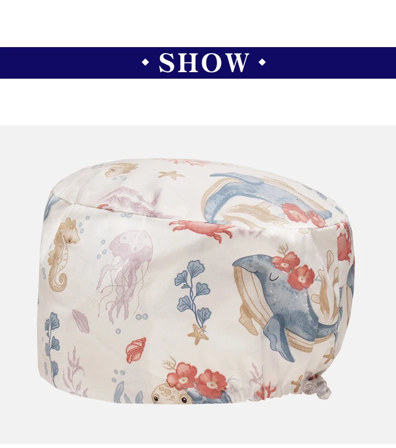 Scrub Caps for Long Hair Premium Surgical Cap Cheap Pharmacy Work Hat  Pet Clinic Doctors Dentist Nursing Cap with Buttons K1030