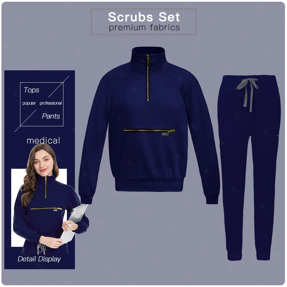 Surgical Uniforms Woman Beauty Salon Spa Work Clothes Long Sleeve Nursing Sets Medical Uniforms Clinical Suits Top Jogging Pants