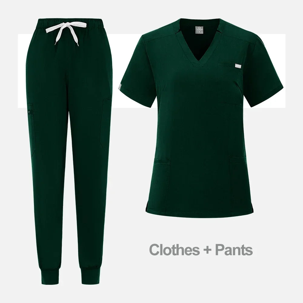 High Quality Medical Women Scrubs Sets Hospital Surgery Dental Clinic Beauty Spa Salon Lab Workwear Clothes Nurses Accessories