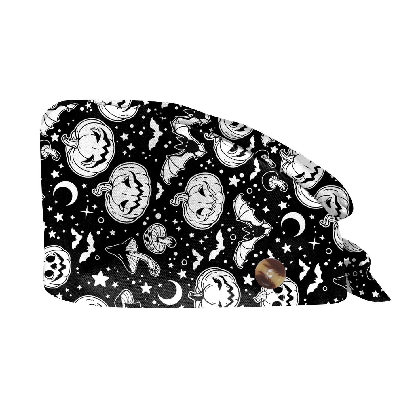 Halloween Cartoon Printing Scrubs Caps Hat Women Nurse Cap Pet Clinic Work Hat Scrub Hats Festive Accessories Nurse Hat