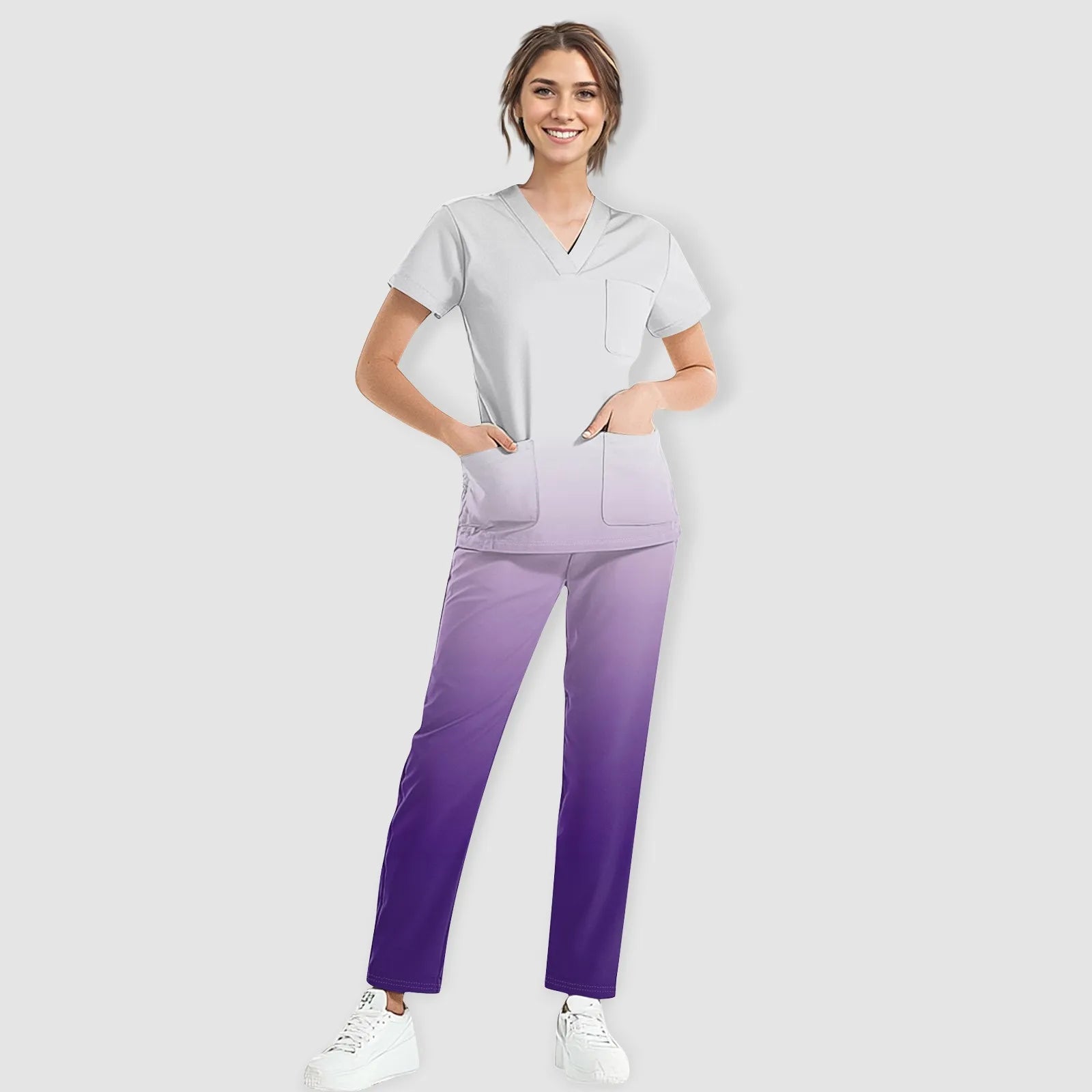 Women Medical Uniforms Slim Fit Scrubs Sets Tops Straight Pant Nurses Accessories Dental Clinic Beauty Salon Workwear Clothes