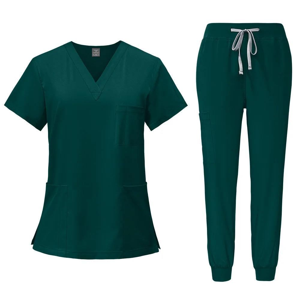 2025 Nurse Uniforms Men Medical Scrub Set Workwear Beauty Clothes Split Suit Short Sleeve Pocket Surgical Uniform Pet Dentist