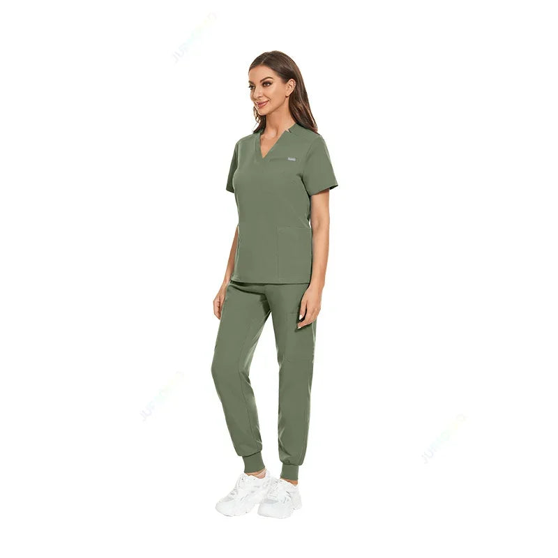 Multicolor Scrubs Uniform Short Sleeve Tops+Pants Nursing Uniform Women Pet Shop Doctor Scrub Medical Surgery Workwear Scrub Set