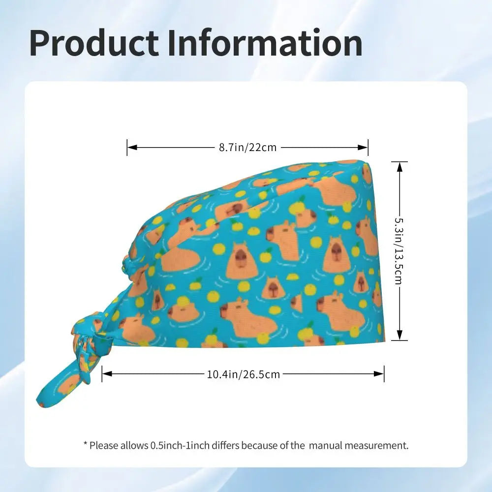 Custom Cartoon Capybara Medical Staff Scrubs Hat Women Men Comic Doctor Nursing Surgical Cap Scrub Caps