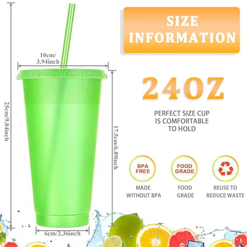 Cups withStrawsandwithStraw ReusableWaterBottle Iced CoffeeTravel Mug AdultsPlastic Cups forPartiesMixedcolor24oz
