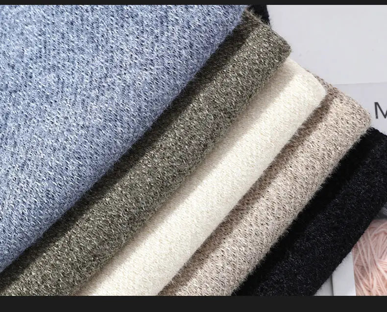 New Winter Men Mock Neck Sweaters Fleece Warm Knitted Pullovers Man Streetwear Loose Casual Sweaters Good Quality Male Pullovers