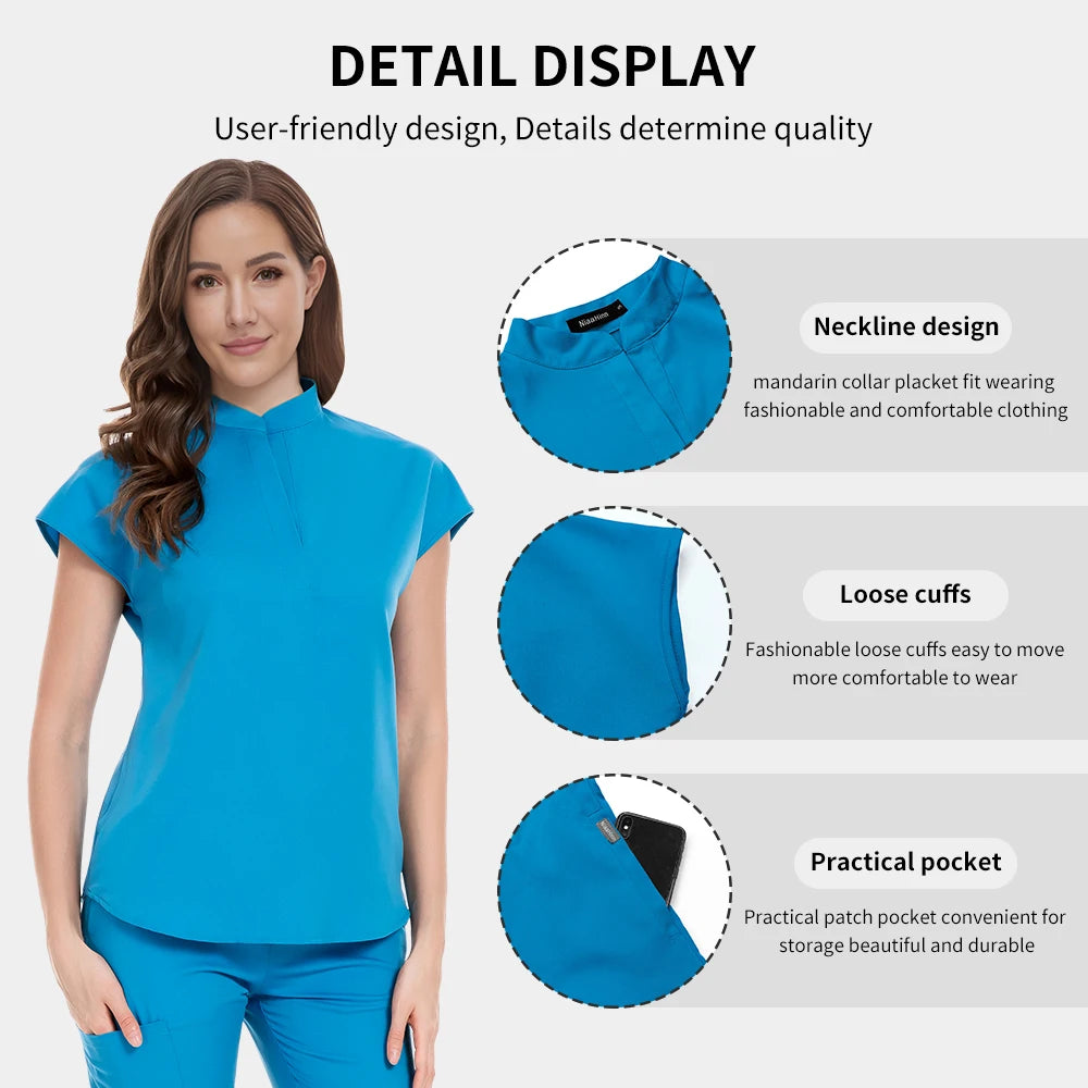 Fashion Scrub Uniforms Sets Beauty Salon Uniform Pet Dental Clinic Doctor Nurse Suits Nursing Scrubs Top Hospital Uniforms Women