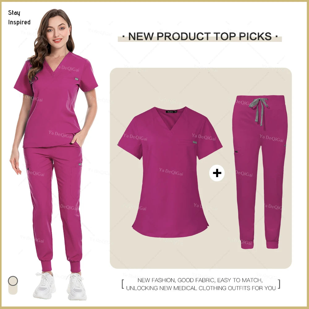 New Nurse Uniforms Women Men Casual Jogger Pants Set Pharmacy Work Clothes Medical Hospital Doctor Nursing Uniform High-end Suit
