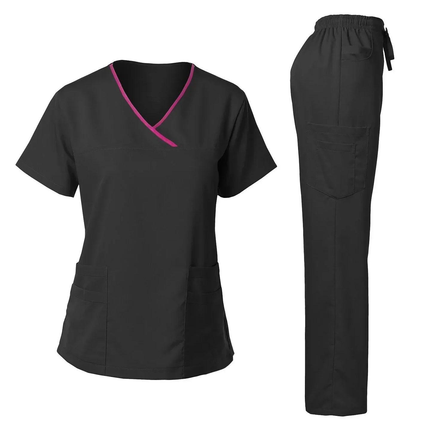 Cherokee Medical Uniforms  Nurse Uniform Scrubs for Women Set Scrub Pants with Pockets and V-neck SPA Scrub Top for Hospital