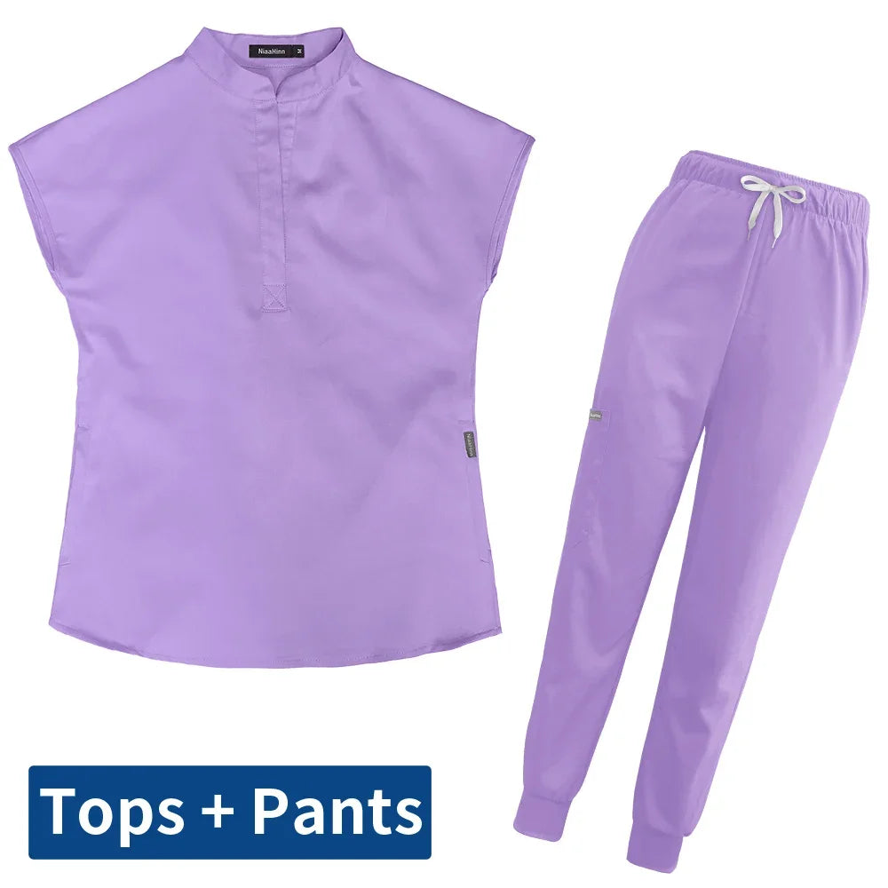 Thicken Nursing Uniform High Quality Solid Color Medical Doctor Workwear Pet Hospital Veterinary Non-sticky Hair Scrub Work Suit
