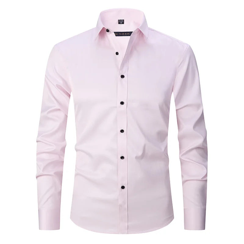 6XL 7XL 8XL Spring and Autumn Shirt Men's Long Sleeve Large Luxury Business Casual Slim Solid Color Wrinkle Free Press