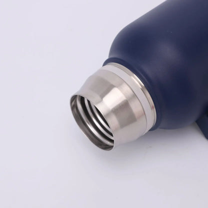 Portable and Simple Car Cup with Spoon Large-capacity Solid-color Handle Cup  Stainless Steel Outdoor Double-layer Insulated Cup