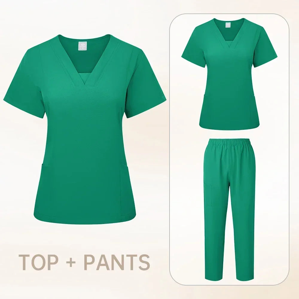 Pet Grooming Institution Scrubs Set High Quality Spa Uniforms Unisex V-Neck Work Clothes Medical Suits Clothes Scrubs Tops Pants