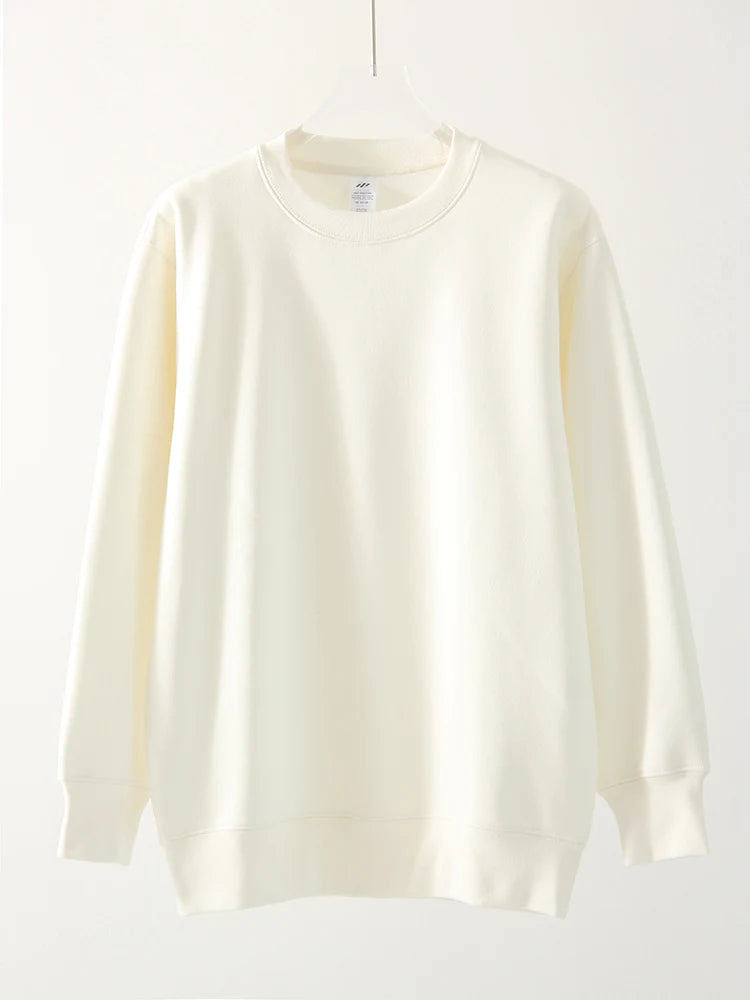 Winter Fleece Sweatshirts For Women Oversized Top Warm Pullovers Black Loose O Neck White Thick Velvet Sweatshirt Women Warm