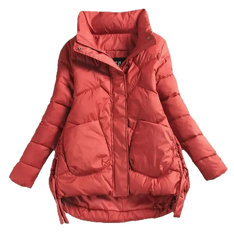 Winter Warm Coat Women's Fashion New Solid Color Hood Filled Down Cotton Coat Women's Clothing Winter Jacket Women