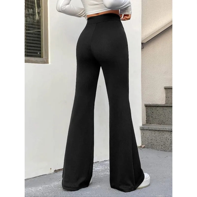 Plus Size 1XL-5XL Women's Sexy V-Waist Yoga Pants  Gym Running Fitness Sports Pant Female High Waist Hip Lifting Flare Trousers